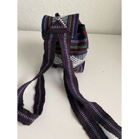 Artesanias Molina Indian Bag Mexico Handmade Woven Multicolor Mini Backpack - Picture 8 of 11